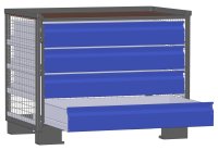 LCB I Gitterbox mit Schubladen (Teilauszug) und Gitterwänden 
