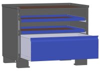 LCB I Gitterbox mit Schubladen (Teilauszug) und Blechwänden 1 Schublade H 360 mm, 2 Auszugsrahmen H 32 mm  - Bild 1