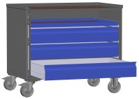 LCB I Gitterbox mit Schubladen (Teilauszug), Blechwänden und Rollen-Klicksystem 3 Schubladen H 170 mm, 1 Auszugsrahmen H 32 mm  - Bild 1