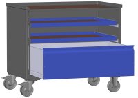 LCB I Gitterbox mit Schubladen (Teilauszug), Blechwänden und Rollen-Klicksystem 1 Schublade H 360 mm, 2 Auszugsrahmen H 32 mm  - Bild 1
