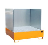 Auffangwanne mit 3-seitiger Spritzschutzwand 1460 x 1460 x 355 mm | RAL 2000  - Bild 1