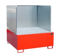 Auffangwanne mit 3-seitiger Spritzschutzwand 1460 x 1460 x 630 mm | RAL 3000  - Bild 1