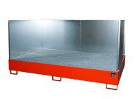 Auffangwanne mit 3-seitiger Spritzschutzwand 2690 x 1650 x 375 mm | RAL 3000  - Bild 1