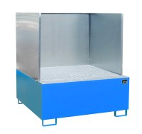 Auffangwanne mit 3-seitiger Spritzschutzwand 1460 x 1460 x 630 mm | RAL 5012  - Bild 1