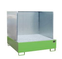 Auffangwanne mit 3-seitiger Spritzschutzwand 1460 x 1460 x 355 mm | RAL 6011  - Bild 1