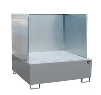 Auffangwanne mit 3-seitiger Spritzschutzwand 1460 x 1460 x 525 mm | RAL 7005  - Bild 1
