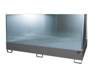 Auffangwanne mit 3-seitiger Spritzschutzwand 2690 x 1650 x 375 mm | RAL 7005  - Bild 1