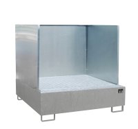 Auffangwanne mit 3-seitiger Spritzschutzwand 1460 x 1460 x 355 mm | feuerverzinkt  - Bild 1
