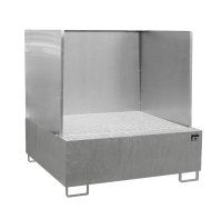 Auffangwanne mit 3-seitiger Spritzschutzwand 1460 x 1460 x 525 mm | feuerverzinkt  - Bild 1