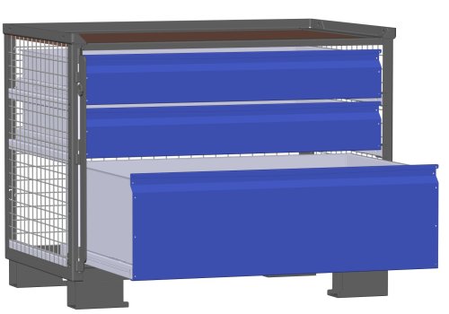 LCB I Gitterbox mit Schubladen (Teilauszug) und Gitterwänden 1 Schublade H 360 mm, 2 Schubladen H 170 mm 
