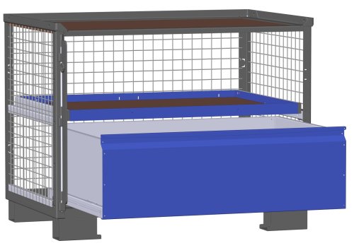 LCB I Gitterbox mit Schubladen (Teilauszug) und Gitterwänden 1 Schublade H 360 mm. 1 Auszugsrahmen H 32 mm 