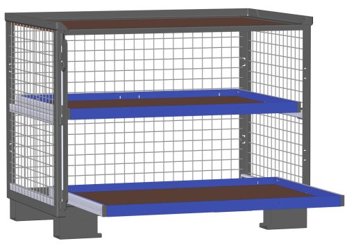 LCB I Gitterbox mit Schubladen (Teilauszug) und Gitterwänden 2 Auszugsrahmen H 32 mm 