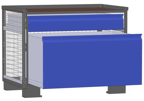 LCB I Gitterbox mit Schubladen (Teilauszug) und Gitterwänden 1 Schublade H 270 mm, 1 Schublade H 170 mm 