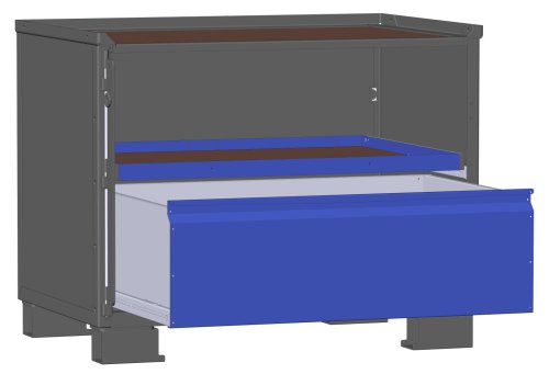 LCB I Gitterbox mit Schubladen (Teilauszug) und Blechwänden 1 Schublade H 360 mm. 1 Auszugsrahmen H 32 mm 