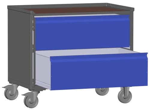 LCB I Gitterbox mit Schubladen (Teilauszug), Blechwänden und Rollen-Klicksystem 2 Schubladen H 360 mm 