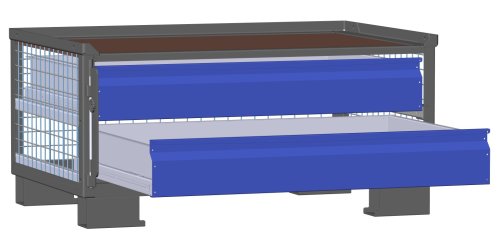 LCB I Halbhohe Gitterbox mit Schubladen (Teilauszug) und Gitterwänden 