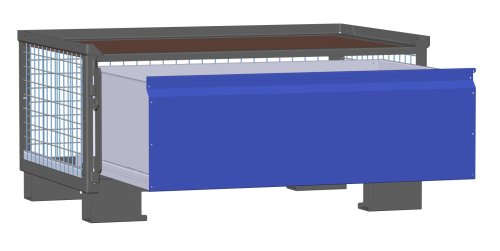 LCB I Halbhohe Gitterbox mit Schubladen (Teilauszug) und Gitterwänden 1 Schublade H 360 mm 