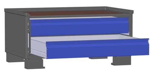 LCB I Halbhohe Gitterbox mit Schubladen (Teilauszug) und Gitterwänden 2 Schubladen H 170 mm 
