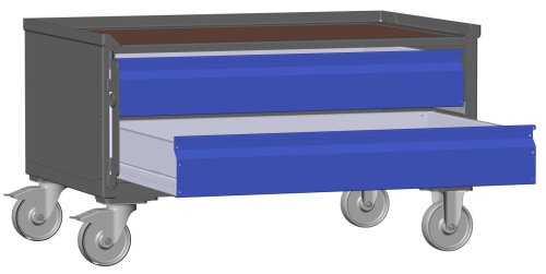 LCB I Halbhohe Gitterbox mit Schubladen (Teilauszug), Gitterwänden und Rollen-Klicksystem 