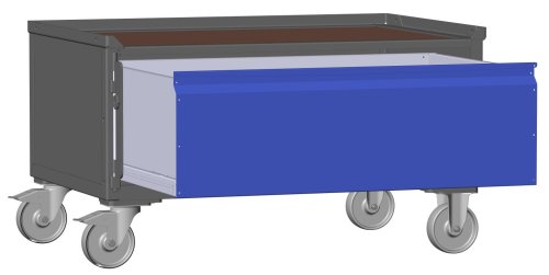 LCB I Halbhohe Gitterbox mit Schubladen (Teilauszug), Gitterwänden und Rollen-Klicksystem 1 Schublade H 360 mm 