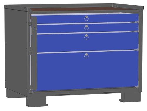 LCB II Gitterbox mit Schubladen (Vollauszug) und Blechwänden 