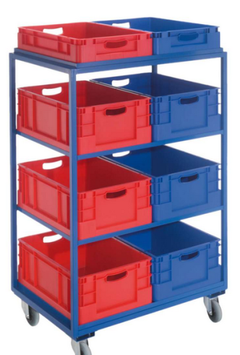 Beistell- und Kommissionierwagen für Euro-Transportbehälter 2x H120 mm + 6x H 220 mm | 4x gerade 
