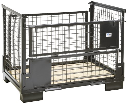 Faltbare Gitterbox in schwarz mit Holzboden Holz 