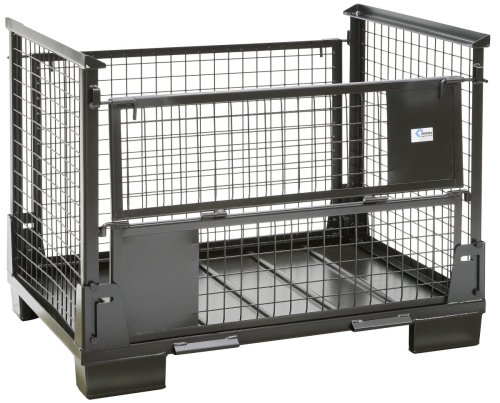 Faltbare Gitterbox in schwarz mit Sickenblechboden Sickenblech 