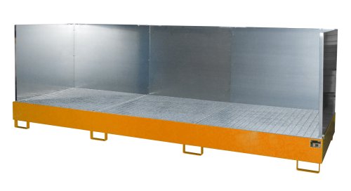 Auffangwanne mit 3-seitiger Spritzschutzwand 3850 x 1300 x 340 mm | RAL 2000 