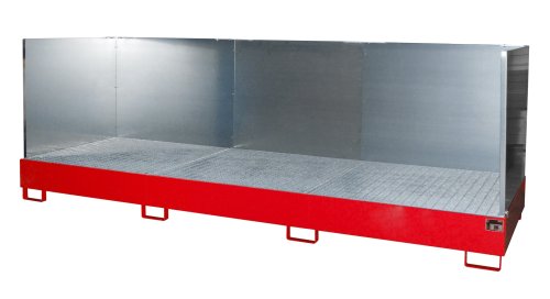 Auffangwanne mit 3-seitiger Spritzschutzwand 3850 x 1300 x 340 mm | RAL 3000 