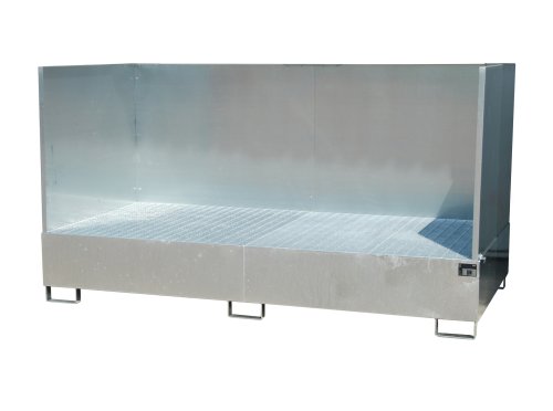 Auffangwanne mit 3-seitiger Spritzschutzwand 2650 x 1300 x 435 mm | feuerverzinkt 