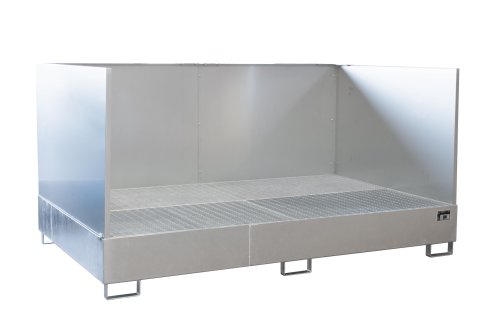 Auffangwanne mit 3-seitiger Spritzschutzwand 2690 x 1650 x 375 mm | feuerverzinkt 