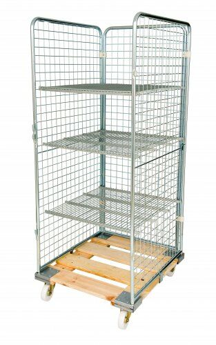 Drahtgitterbehälter 724 x 815 mm Nutzhöhe 1585 mm 3seitig mit Holzboden 