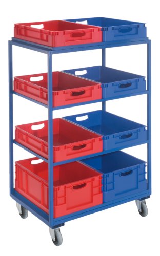 Beistell- und Kommissionierwagen für Euro-Transportbehälter 6x H120 mm + 2x H 220 mm | 4x gerade 