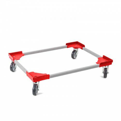 Transportroller 610 x 810 mm, aus Kunststoffecken und Stahlprofil 