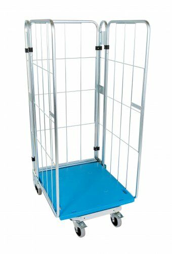 Nestbarer Rollbehälter 729 x 818 mm 3seitig mit Kunststoffboden 