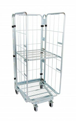 Nestbarer Rollbehälter 729 x 818 mm 3seitig mit Klappboden 1 ZWB, mittig 
