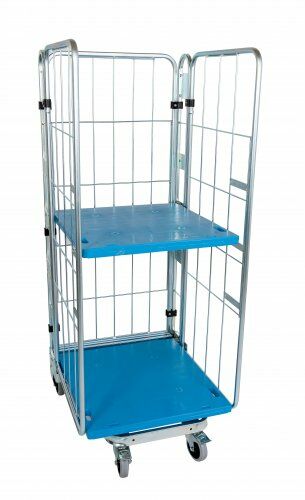 Nestbarer Rollbehälter 729 x 818 mm 3seitig mit Kunststoffboden 1 ZWB, mittig 
