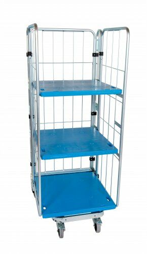 Nestbarer Rollbehälter 729 x 818 mm 3seitig mit Kunststoffboden 2 ZWB 