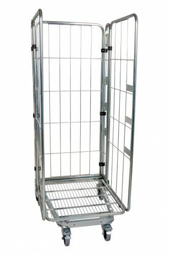Nestbarer Rollbehälter 729 x 818 mm 3seitig mit Klappboden 