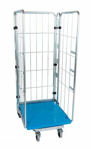 Nestbarer Rollbehälter 729 x 818 mm 3seitig mit Kunststoffboden 
