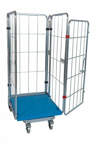 Nestbarer Rollbehälter 729 x 818 mm 4seitig mit Kunststoffboden 