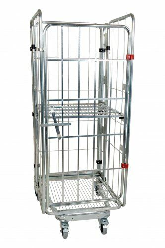 Nestbarer Rollbehälter 729 x 818 mm 4seitig mit Klappboden 1 ZWB, mittig 