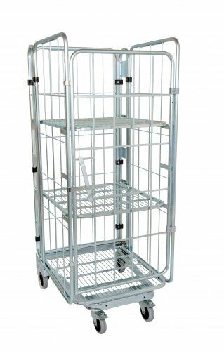Nestbarer Rollbehälter 729 x 818 mm 4seitig mit Klappboden 2 ZWB 
