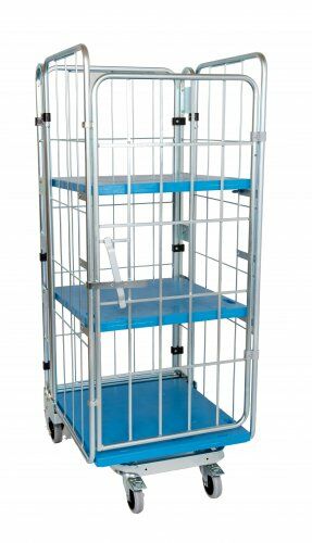 Nestbarer Rollbehälter 729 x 818 mm 4seitig mit Kunststoffboden 2 ZWB 
