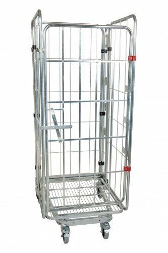 Nestbarer Rollbehälter 729 x 818 mm 4seitig mit Klappboden 