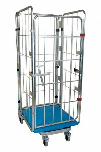 Nestbarer Rollbehälter 729 x 818 mm 4seitig mit Kunststoffboden 