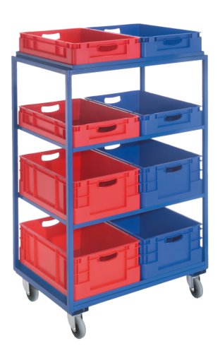 Beistell- und Kommissionierwagen für Euro-Transportbehälter 4x H120 mm + 4x H 220 mm | 4x gerade 