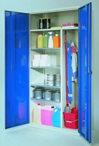 Systemschrank RAL 5010 | Vollblech | für Putzmittel | 4 | 500 mm