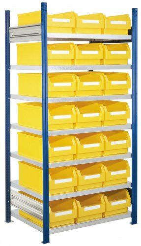 Steckregale mit Lagersichtkästen Modell 15 Grundfeld | RAL 5010 